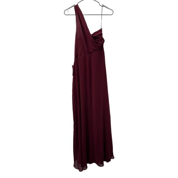 Birdy Grey Kira Chiffon One Shoulder Bridesmaid Dress in Cabernet Sz S NEW - Picture 5 of 8